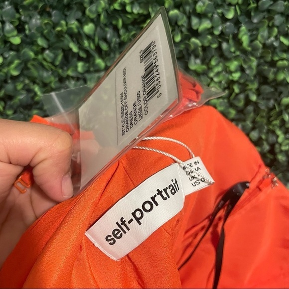 NWT Self-Portrait Off-Shoulder Pleated Lace Midi Dress - Picture 7 of 8